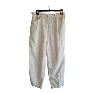 Jones New York Sport Linen Elastic‎ Waist Casual Pants Beige Womens Size 10
